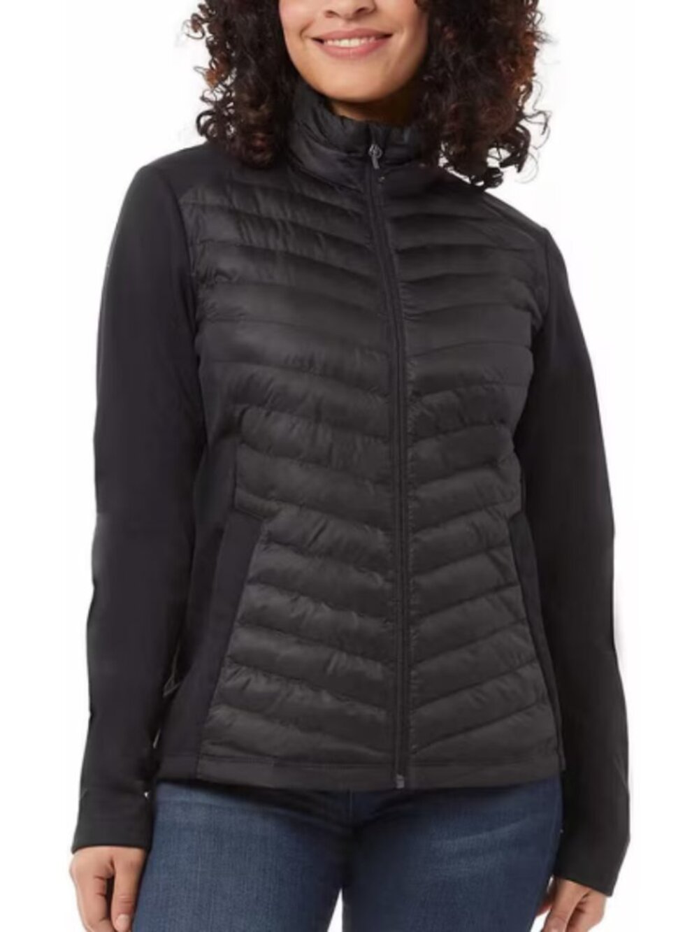 32 Degrees Heat Women's Size XXL Black Collared Quilted Mixed Media Jacket